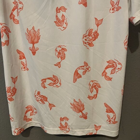 SWANNIES  CO KOI FISH MEN'S FINN PERFORMANCE POLO GOLF SHIRT - EUC - SIZE LARGE - Picture 4 of 10